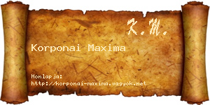 Korponai Maxima névjegykártya
